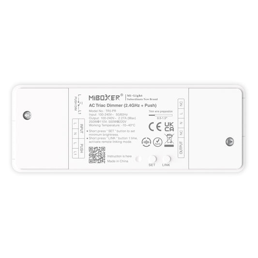 REGULADOR TRIAC DIMMER TRI-PR 500W AC 100-240V~ 50/60Hz RF 2.4GHz MAX 2,27A PUSH DIMMER